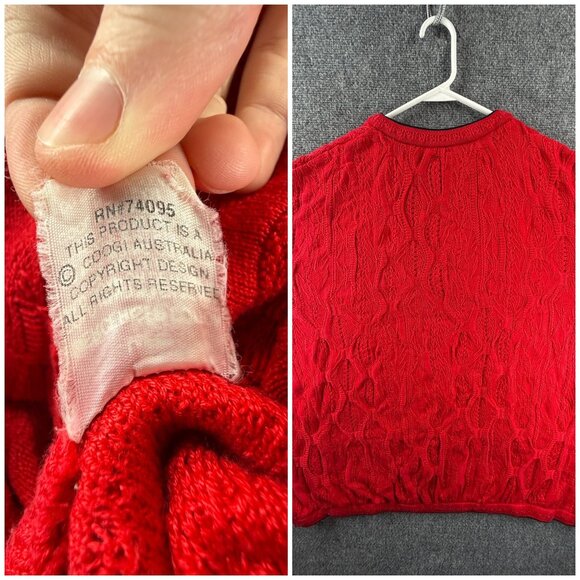 COOGI Australia Red Knit Pullover Sweater Spell Out Logo 3D Biggie 4XL Cotton - Picture 15 of 16